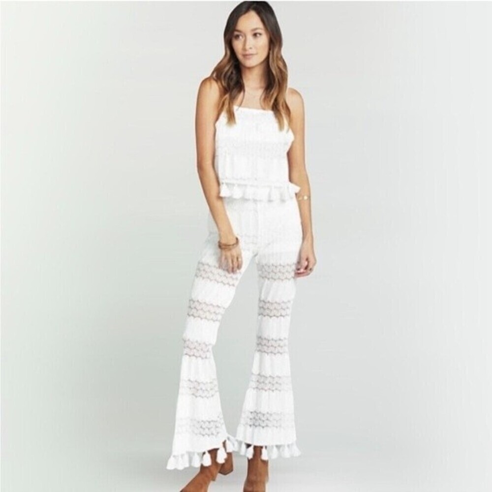 NWT Show Me Your MuMu Tassel Baby Bells Pants in Mademoiselle Lace White - Picture 2 of 9